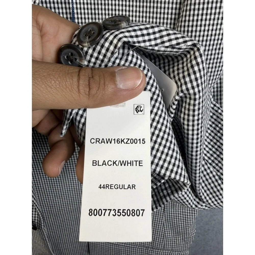 Chaps Blazer Mens 44‎ Black White Check Cotton Sport Coat Jacket Regular Classic